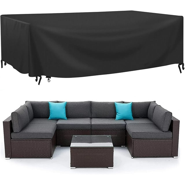 GHSDFBB Patio Furniture Covers Waterproof, Outdoor Furniture Covers, 95.2" Lx63.7" Wx39.3" H Patio Table and Chairs Set Covers, Upgraded Oxford 420D Rectangular Outdoor Sectional Sofa Set Covers