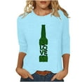 thumbnail image 1 of Pompotops T-Shirt d'Été Décontracté pour Femmes Imprimé Bière Col Rond Manches 3/4 Ample en Solde, 1 of 5