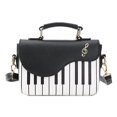 thumbnail image 2 of Black Bolso de moda para mujer, bolso de hombro de cuero de Pu con patrón de Piano, bolso cruzado pequeño para niñas, 2 of 5