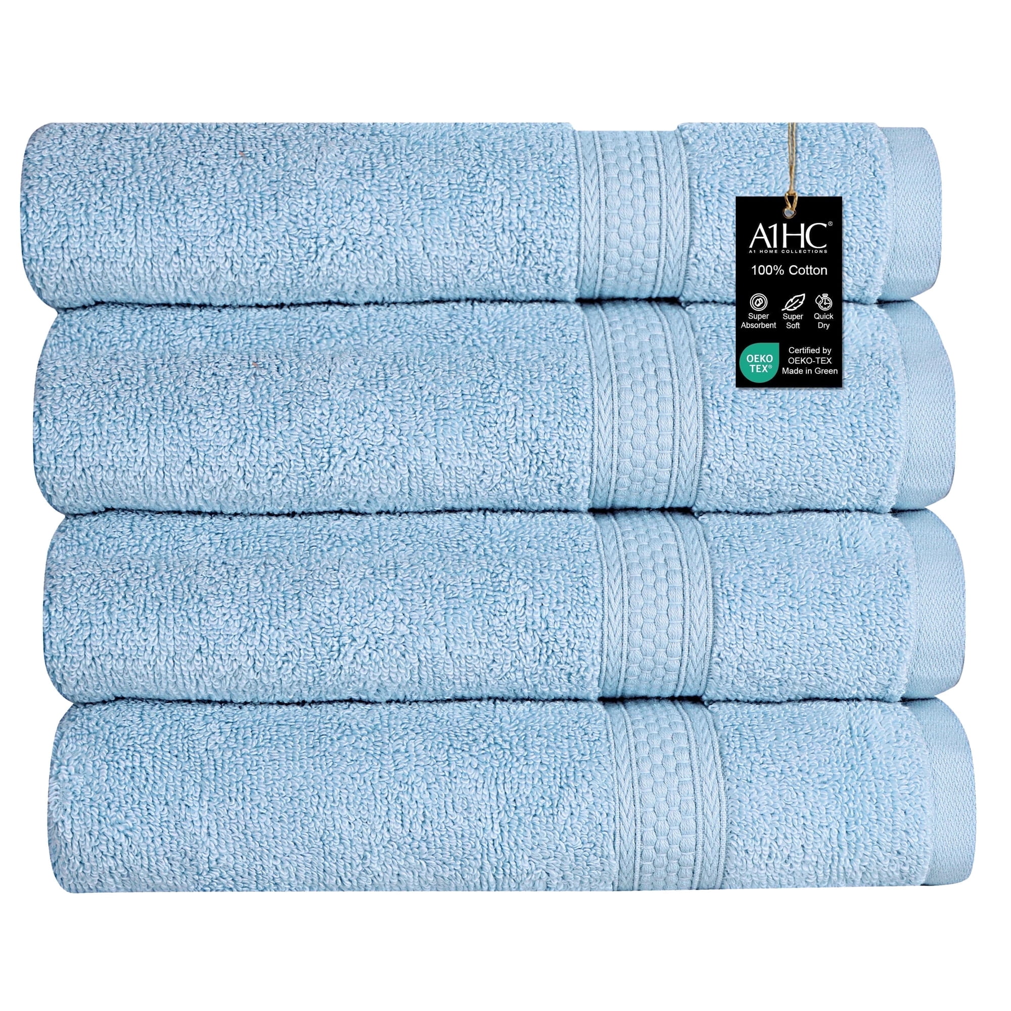 A1 Home Collections LLC A1HC Bath Towel Set, 500 GSM Duet Technology 100% Ring Spun Cotton, Oeko-Tex Green Certified, Ultra Soft, Quick Dry Bath Towel