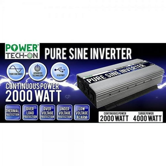 Power TechON PS1003 Pure Sine Wave Inverter (2000w Cont/4000w Peak)