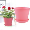 thumbnail image 2 of Loetky Wide Opening Plastic Flower Pot, Pink Decorative Planter with Drainage Holes for Indoor Outdoor Plants, Lightweight Houseplant Pot for Succulents & Herbs, 2 of 9