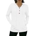thumbnail image 2 of Women's UPF 50+ Sun Protection Shirts Women's Sports V-neck Sun Protection Hooded Solid Color Front Decorated Button Long Sleeve Top, 2 of 7