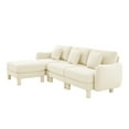 thumbnail image 6 of Newest Boucle Fabric Convertible L Shape Sectional 3-seater Sofa Couch,Distinctive Shell-shaped Armrests,Removable Ottoman,Cylindrical Legs Wrapped,Self-fabric,Beige Color, 6 of 17