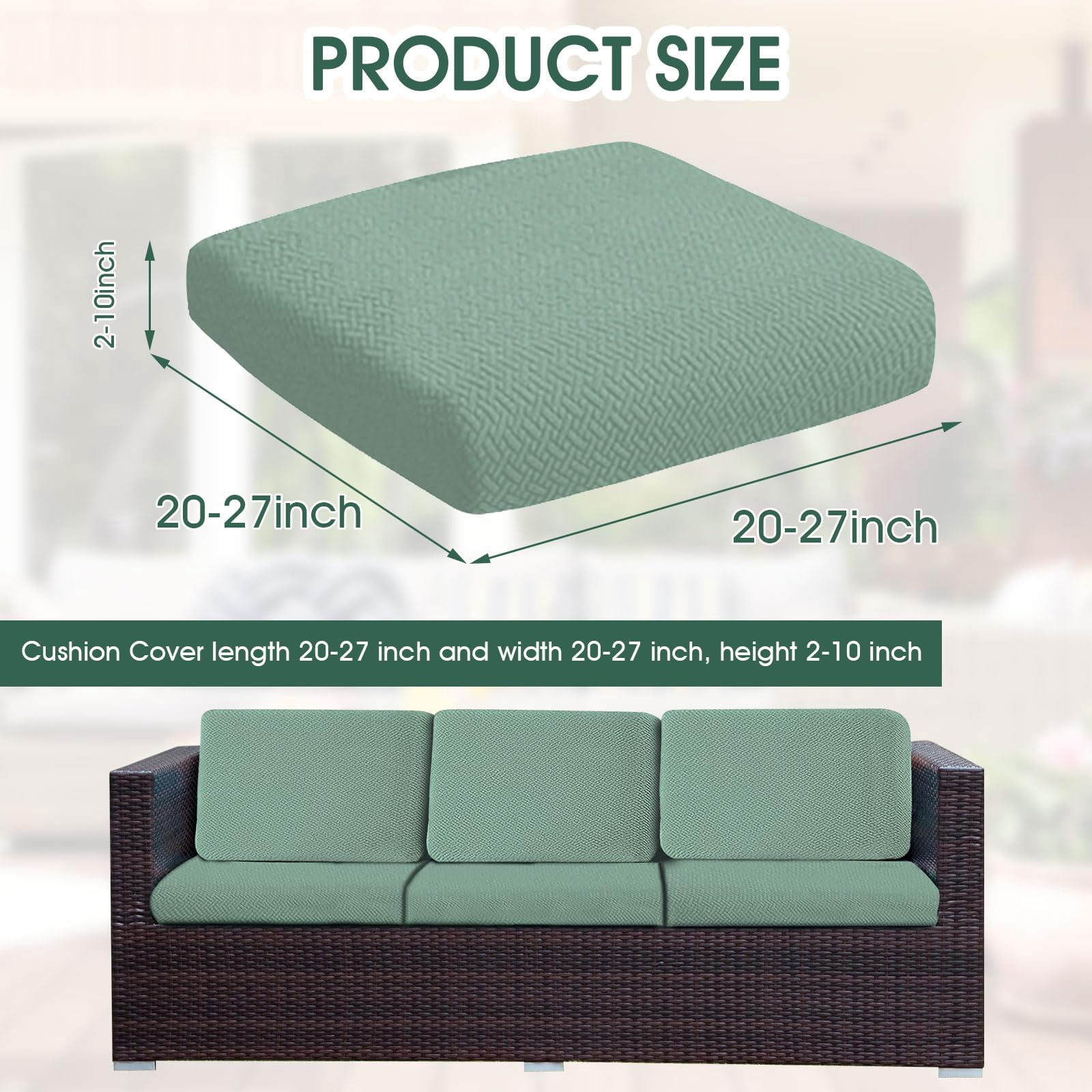 Patio Stretch Sofa Cushion Covers Outdoor Cushion Cover Replacement Couch Slipcover Sofa Seat Cover(Black, 6pcs)