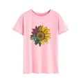 thumbnail image 3 of TWZH Women Colorful Sunflower Print Crew Neck Short Sleeve Fashion T-Shirt, 3 of 6