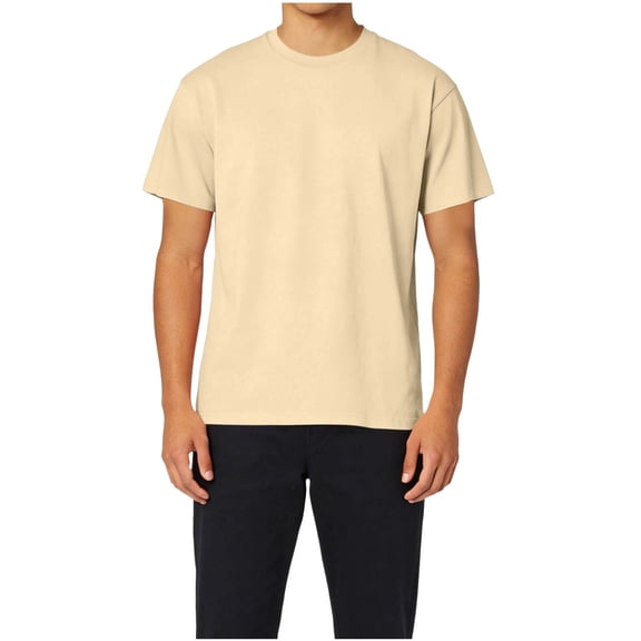 BVnarty Men's Solid Thin‑Knit Relaxed‑Fit Crew Neck Short Sleeve T‑Shirt, Soft Summer Streetwear Tops Beige XXXXL