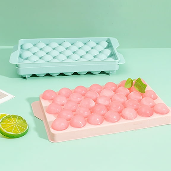 Walbest Ice Cube Tray Round Tasteless PP 33 Grids Cocktails Reusable Ice Tray Mold for Juice