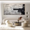 thumbnail image 3 of Large Black White Wall Art Original Abstract Painting on Canvas Black and White Painting Abstract Wall Art Living Room Wall Decor,Unstretched,Frameless,(61*122cm)24*48Inches, 3 of 5