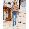 thumbnail image 2 of Cogild Sweaters for Women Halloween Sweater Black Cat Pumpkin Crew Neck Knit Pullover Long Sleeve Casual Fall Top, Khaki, 2 of 10