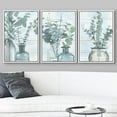thumbnail image 3 of wall26 Framed Canvas Print Wall Art Set Green Forest Leaves in Teal Bottle Vases Floral Wilderness Watercolor Modern Art Chic Group Pastel for Living Room, Bedroom, Office - 16"x24"x3 WHITE, 3 of 5