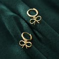 thumbnail image 4 of Sterling Silver Bow Huggie Hoop Earrings for Women Teens Bowknot Small Hoop Earrings Huggie Drop, 4 of 10
