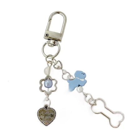Geemin Stylish Blue Heart Puppy Phone Charm Keyrings Pendant For Phones And Accessories
