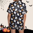 thumbnail image 5 of UngA Spooky Pjs Halloween Women's Pajama Sets 2 Piece Thin Ghost Graphic Short Sleeve Button Down Nightshirt and Shorts Soft Loose Womens Pj Sets Dark Purple,M, 5 of 6
