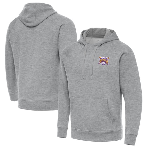 Men's Antigua Heather Gray LSU Tigers 2025 NCAA Baseball Men's College World Series National Champions Victory Pullover