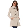 thumbnail image 1 of Abrigo de Cuello de Solapa Vintage Allegra K para Mujer Invierno Medio Largo Blanco Crema S, 1 of 6