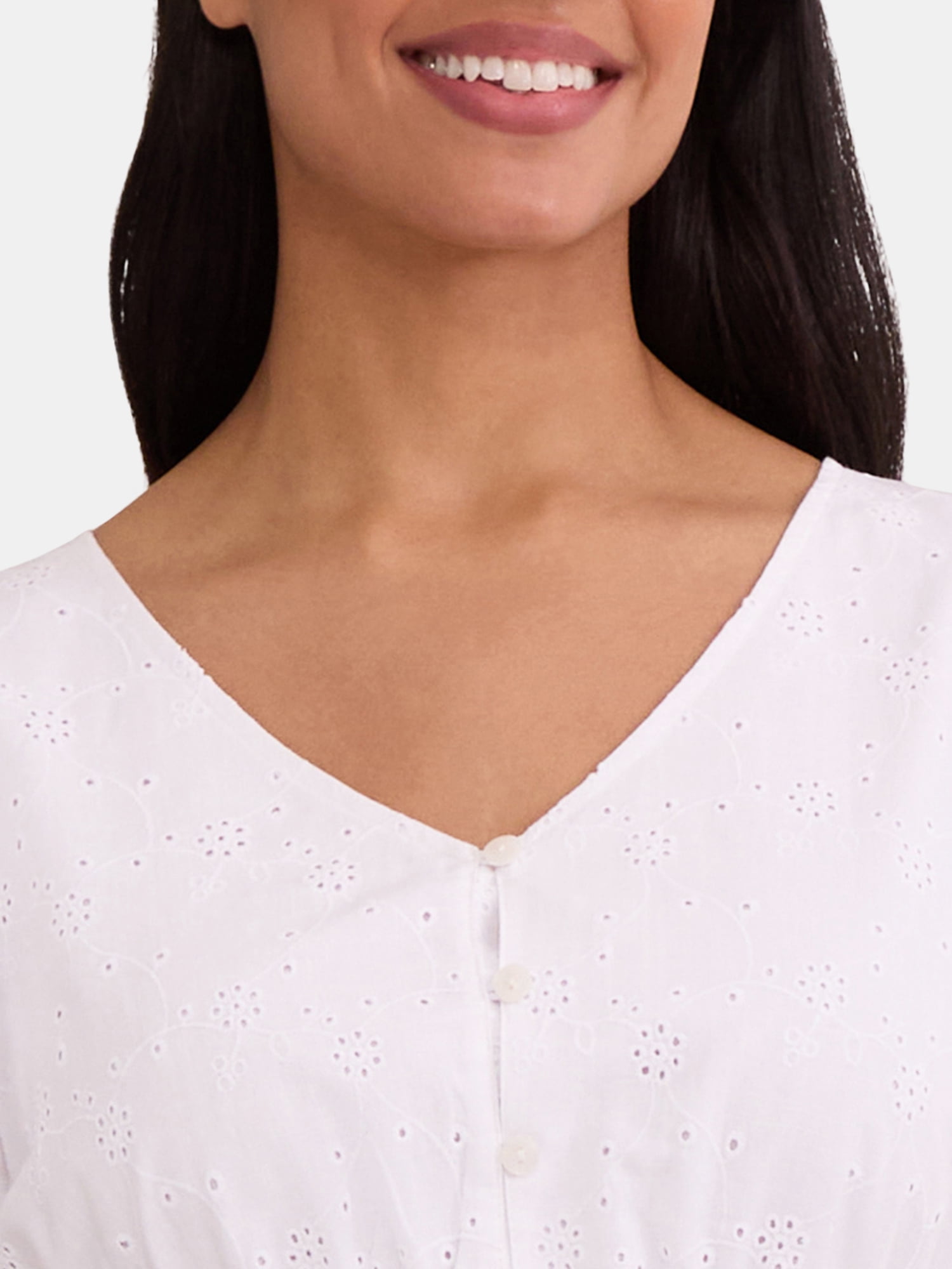 Time and Tru Women's Eyelet Peplum Top, Sizes XS-XXXL