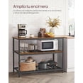 thumbnail image 4 of VASAGLE Isla de Cocina con Encimera Grande, Estantería de Cocina, 3 Niveles, Marco de Acero, 60 x 120 x 90 cm, Marrón Rústico y Negro, 4 of 7