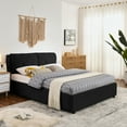 thumbnail image 4 of Queen Size Storage Upholstered Hydraulic Platform Bed with Integrated Headboard, Chenille Fabric, Black, 4 of 9