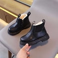 thumbnail image 2 of BXJX Girls Ankle Boots, Fleece Lined Warm Slip-Resistant Round Toe Kids Short Boots Black Size 13 Little Kids, 2 of 10