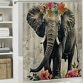 thumbnail image 6 of BCIIG Elephant Flowers Whimsical Bathroom Decor Set with Hooks, Colorful Luxurious Graphic Print Polyester Fabric Shower Curtain Set, Washable, 100% Polyester, Multi-Size 69x72, 6 of 7