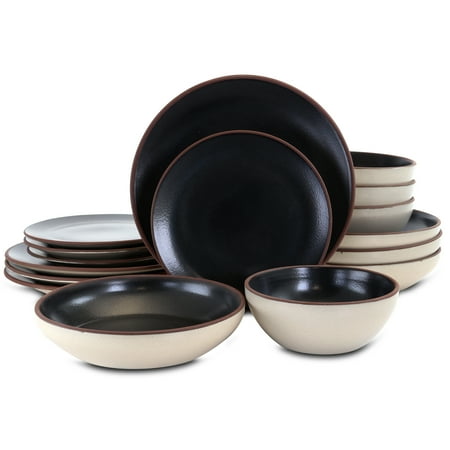 UPC 085081475640 product image for Gibson Elite Contempo Classic 16 Piece Round Terracotta Dinnerware Set in Black | upcitemdb.com