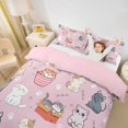 thumbnail image 3 of jejeloiu Cute Pink Cat Cartoon Duvet Cover Set Kids,Kawaii Kitten Print Bedding Full For Girls,Reversible,3 Pieces(No Comforter), 3 of 6