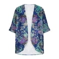 thumbnail image 5 of Ynynloco Women's Chiffon Kimono Puff Sleeve Cardigan Beach Swim Cover up Cardigan Capes Blouse Tops, 5 of 5