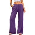 thumbnail image 5 of Wide Leg Palazzo Pants for Women Drawstring Elastic Waist Solid Pants Causal Summer Beach Vacation Pants, M, 5 of 6