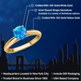 thumbnail image 2 of Gem Stone King 10K Two Tone Gold Simulated Blue Opal Solitaire Engagement Ring for Women | 0.30 Cttw | Round Cabochon 6MM | Gemstone October Birthstone | Size 5, 2 of 6