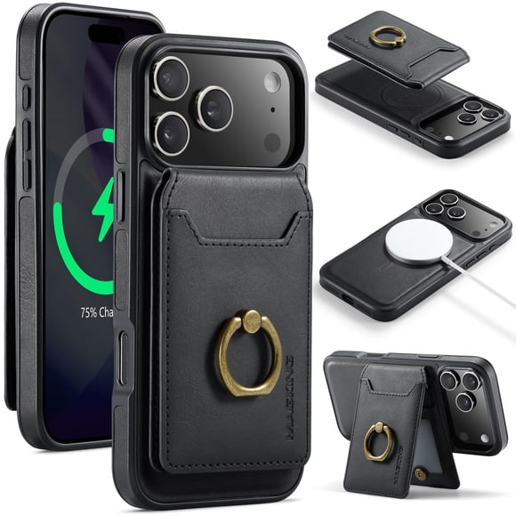 Funda tipo cartera Oidealo para iPhone 17 Pro Max, magnética, con protección RFID