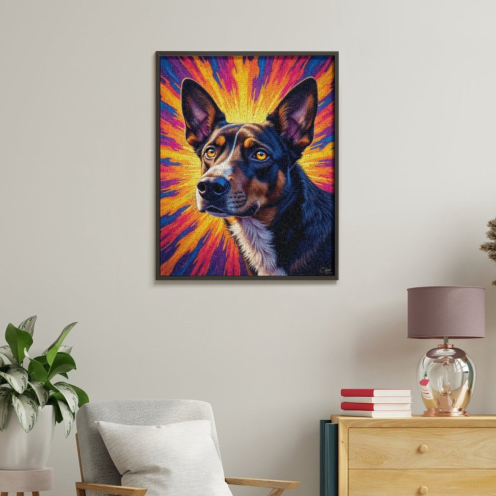 Paint By Numbers Kit for Adults Beginner - DIY Colorful Dog Portrait Art Vibrant Canvas Painting Kits for Adults, Frameless Paint By Number for Adults for Home Wall Decor 16x20 Inch