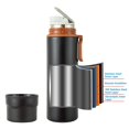 thumbnail image 2 of Botella de agua aislada: taza de café al vacío de acero inoxidable con asa, taza deportiva de doble pared aislada con tapa a prueba de fugas, se mantiene caliente durante 12 horas (Negro), 2 of 5