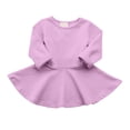 thumbnail image 5 of JUMEYU Baby Girls Ruffled Flannel Long Sleeve Medium Length Solid Color Casual Dress 18 24 Months (Purple,18-24 Months), 5 of 7