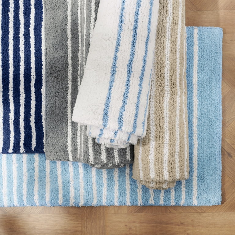 Gap Home Easy Stripe Reversible Cotton Bath Rug, Blue/White, 20