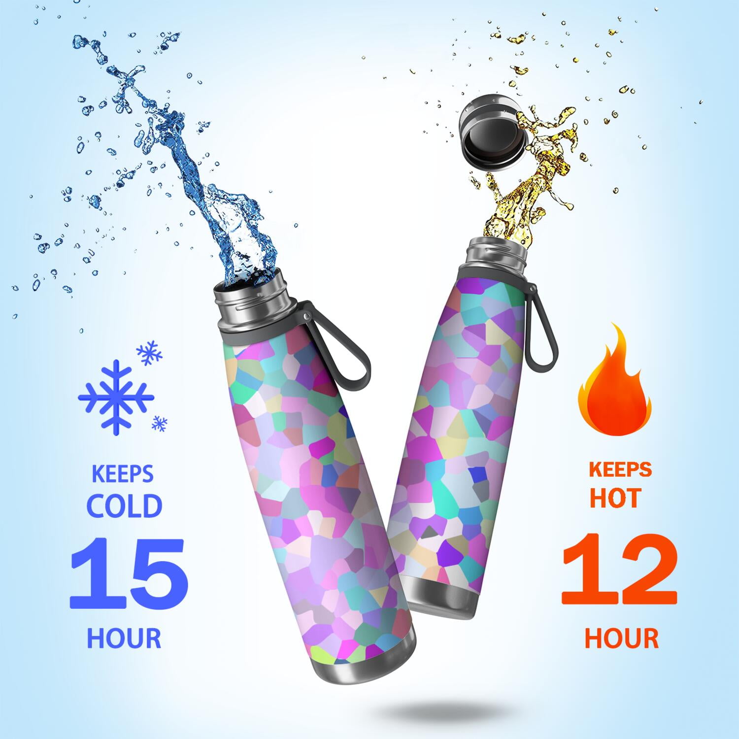 29oz Insulated Water Bottle with Tea Infuser, Stainless Steel Travel Mug, Shining Diamonds Print