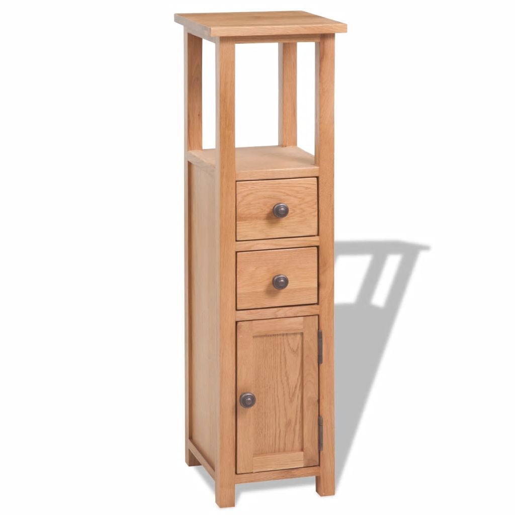Rustic End Table, Nightstand with 2 Drawer and 1Door, Wood Side Table for Bedroom