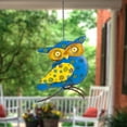 thumbnail image 2 of Northlight 7.75" Blue and Yellow Metal Owl Outdoor Wall Hanging, 2 of 5