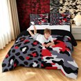 thumbnail image 3 of Manfei Minimalism Leopard Print Full Size Comforter Sets, Mid Century Animal Camo Bedding Comforter Set, Gray Red, Black Reversible, 3-Piece, 1 Comforter and 2 Pillowcases, 3 of 7