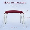 thumbnail image 2 of KING BIRD 4 Bow Boat Bimini Top Cover Boat Canopy Sun Shade Waterproof 1 Inch Stainless Aluminum Frame 54" Height with Rear Support Poles and Storage Boot （Burgundy,85"-90"）, 2 of 7