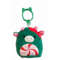 Squishmallows 3.5" Clip-On Christmas Ruben the Cow Peppermint