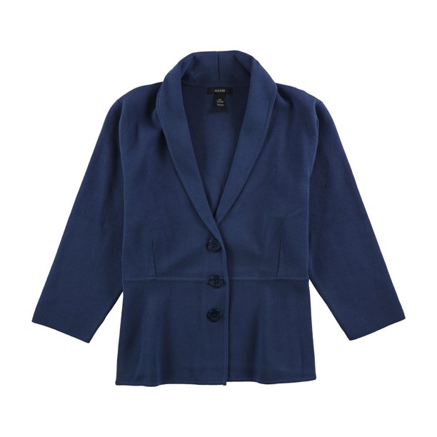 Chaqueta de moto Alfani tejida de 3 botones para mujer azul PL
