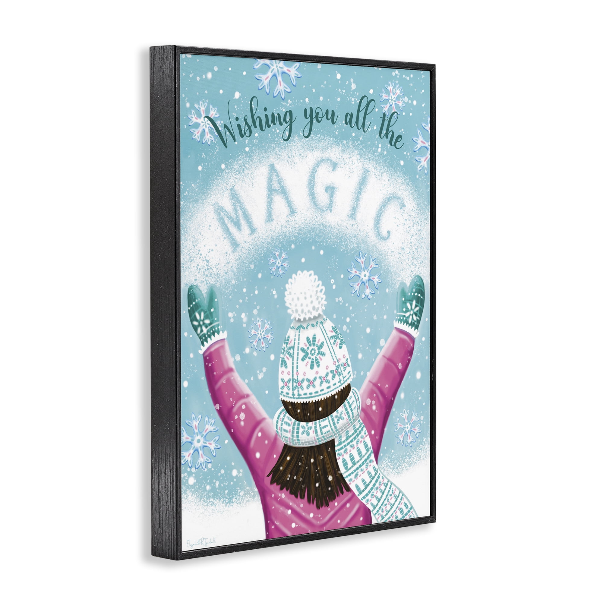 Stupell Industries Wishing You Magic Holiday Painting Black Framed Art Print Wall Art, 12 x 18