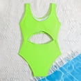 thumbnail image 5 of Xmyrz Toddler Girl Swimsuit One Piece Sporty Solid Cutout Open Back Bikini Bathing Suits For Teens, 5 of 7