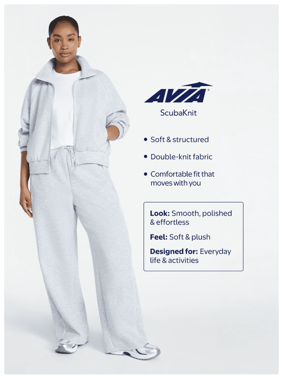 Avia Women's and Women's Plus ScubaKnit Quarter Zip Pullover, Sizes XS-4X