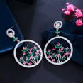 thumbnail image 6 of EOEMY Fancy Flower Round Dangle Drop Long Party Earrings For Women Cz Crystal Jewelry, 6 of 8