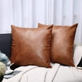 GALMAXS7 2 Brown Faux Leather Pillow Cover Decorative Square Throw
