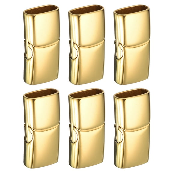 6Pcs 10mmx5mm Flat Leather Clasps, Jewelry Bracelet Clasps for Jewelry Making Supplies DIY, Gold