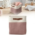 thumbnail image 2 of Fabric Storage Bins Cozival Large Fabric Storage Basket with Handles, 28X28Cm Linen Canvas Organizer Bin for Clothes, Toys, Books, Bedroom, Closet, Nursery, Linen Organizer Basket, Pink, 2 of 9