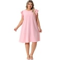 thumbnail image 3 of DARING DIVA Plus Size Flare Sleeve Sleeveless Tank Dress 4X Pink, 3 of 6